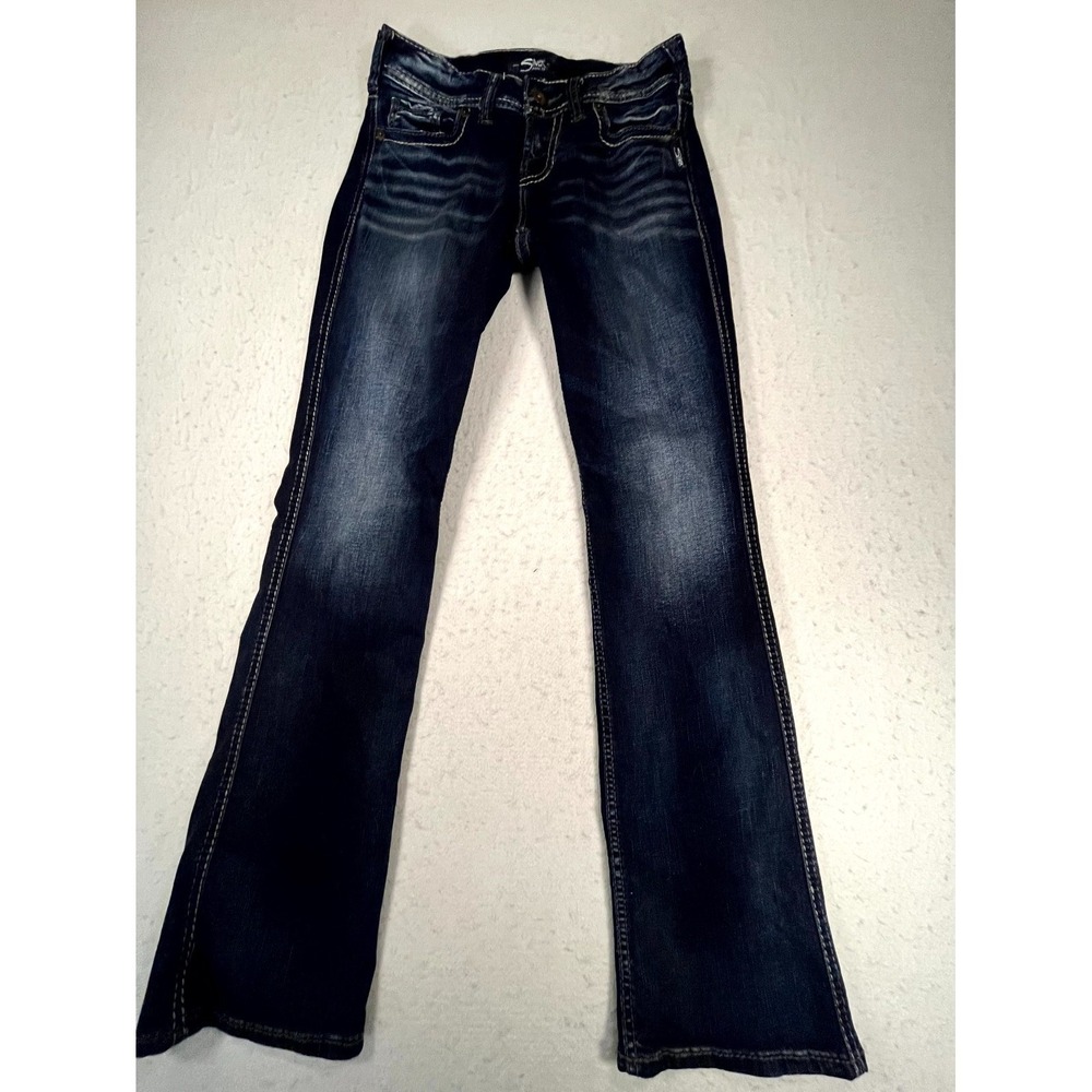 Silver Y2k Suki Mid Rise Slim Bootcut Jeans Womens 26x31 Blue Dark Wash Denim